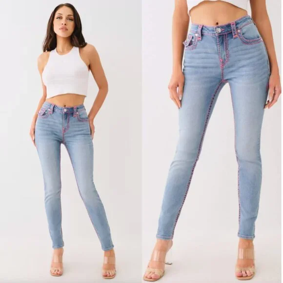 TRUE RELIGION JENNIE MID RISE SUPER T SKINNY JEAN size 34 - Picture 16 of 16